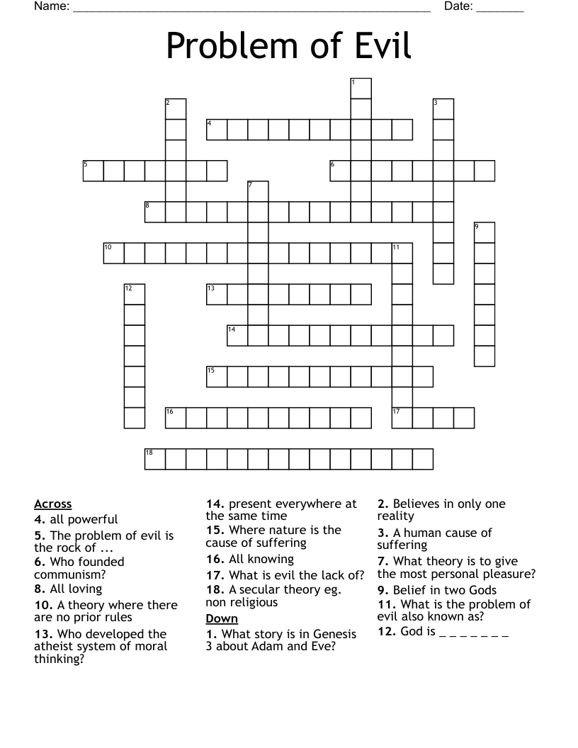 Problem Of Evil Crossword WordMint