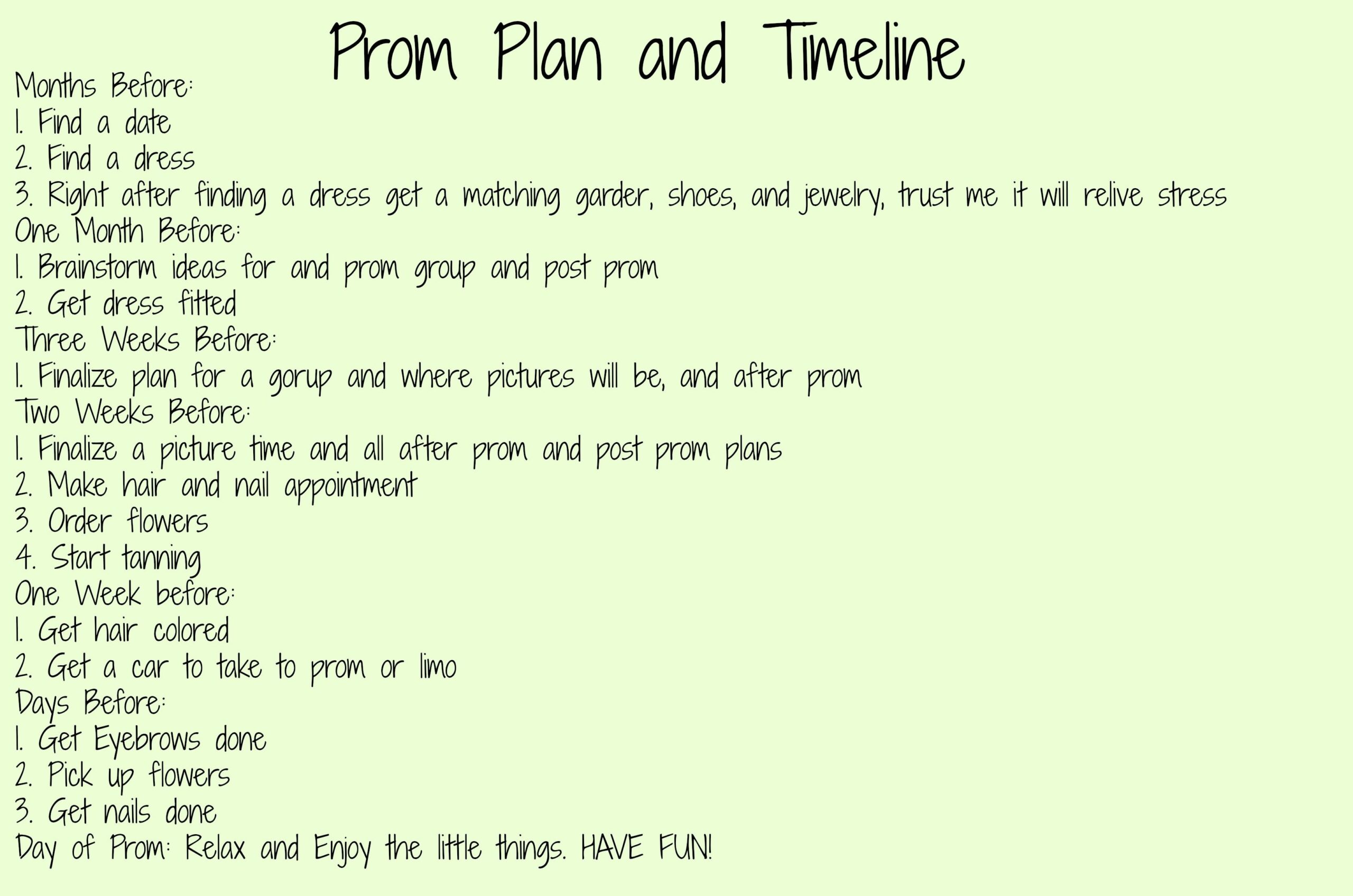 Prom Plan And Timeline