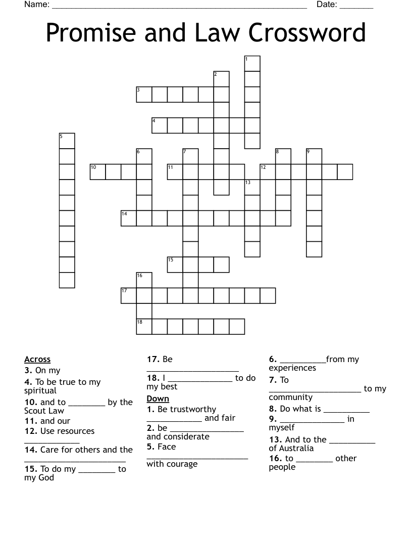 Promise And Law Crossword WordMint Promise And Law Crossword WordMint
