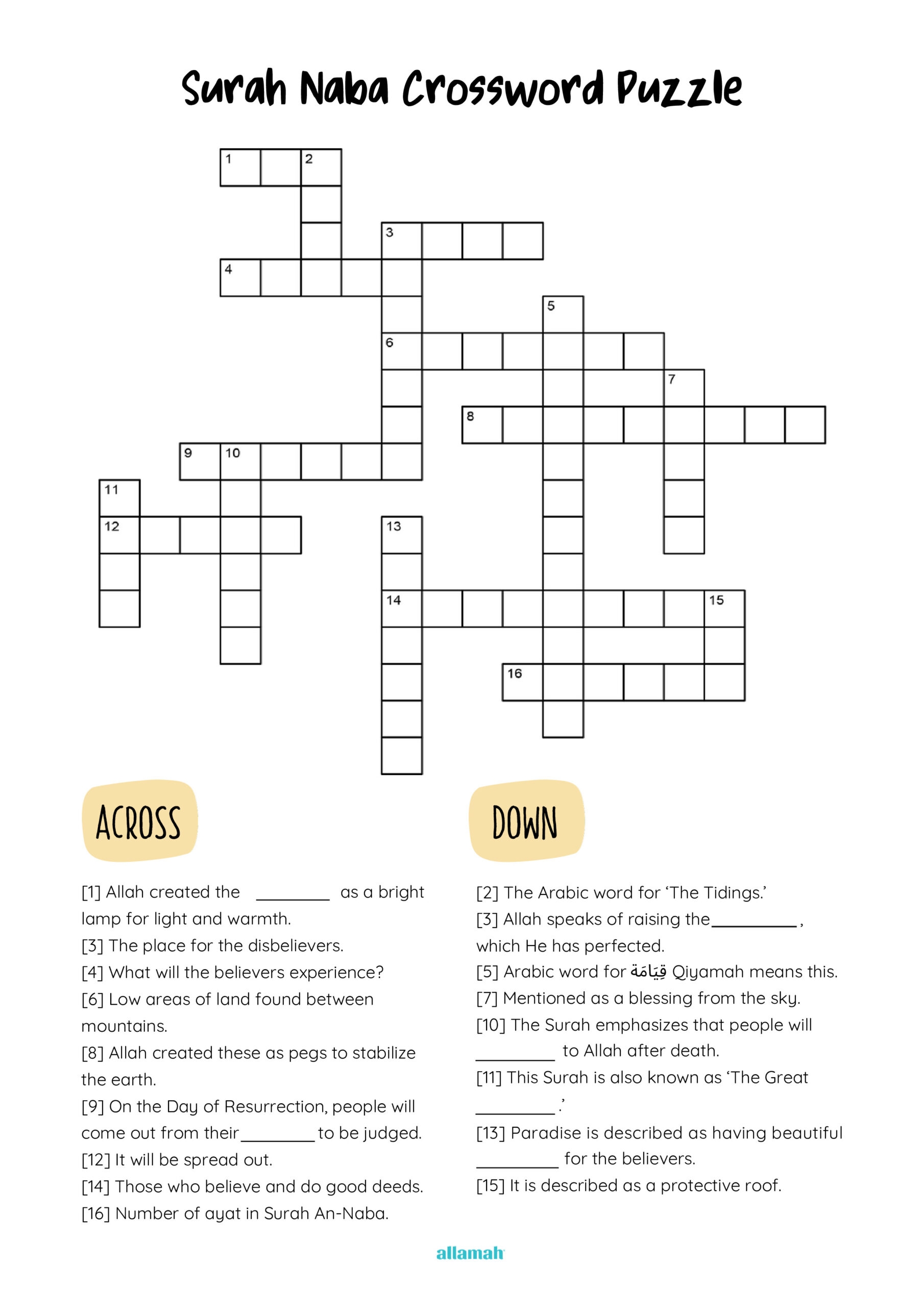 Prophet Sulayman Crossword Welcome To Allamah