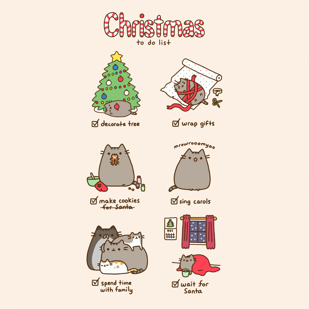 Pusheen Christmas To Do List Pusheen Christmas To Do List