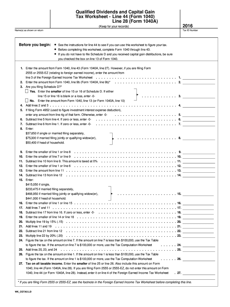 qualified dividend and capital gain worksheet