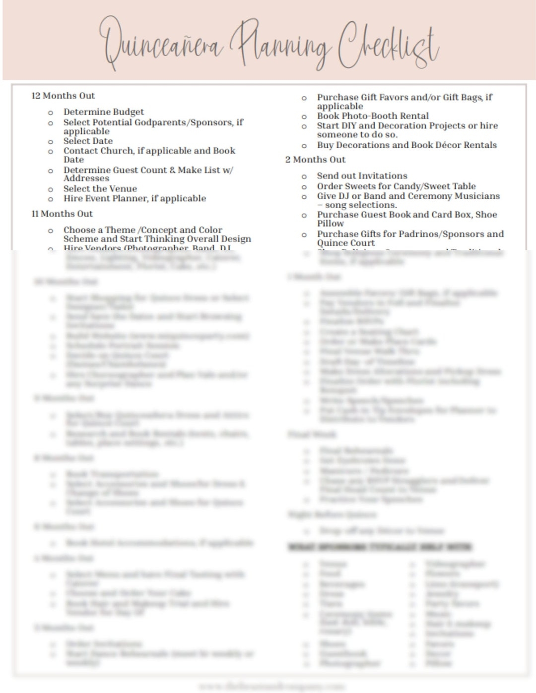 Quinceanera Planning Checklist Etsy Australia