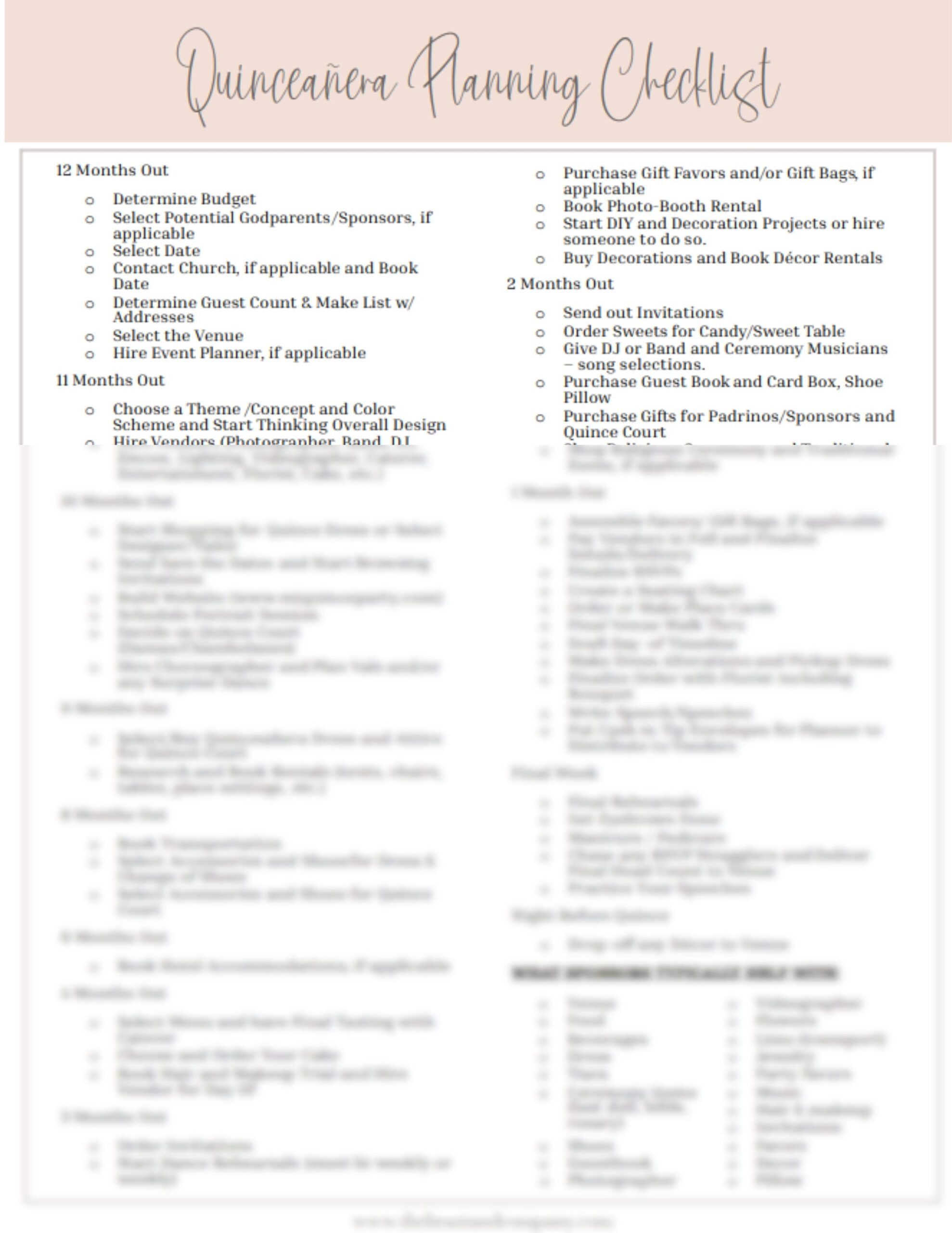 Quinceanera Planning Checklist Etsy Quinceanera Planning Checklist Etsy