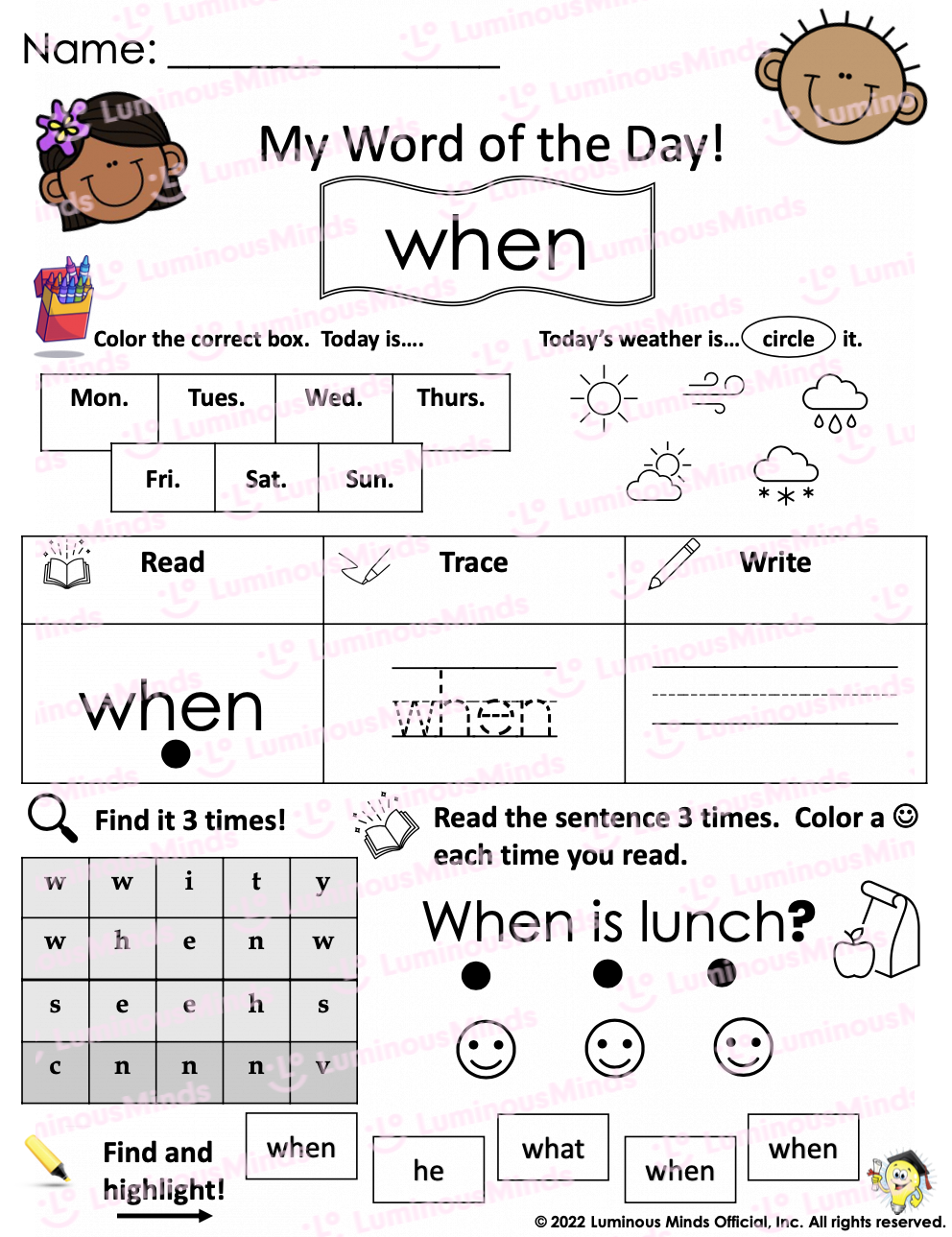 sight words activity worksheets