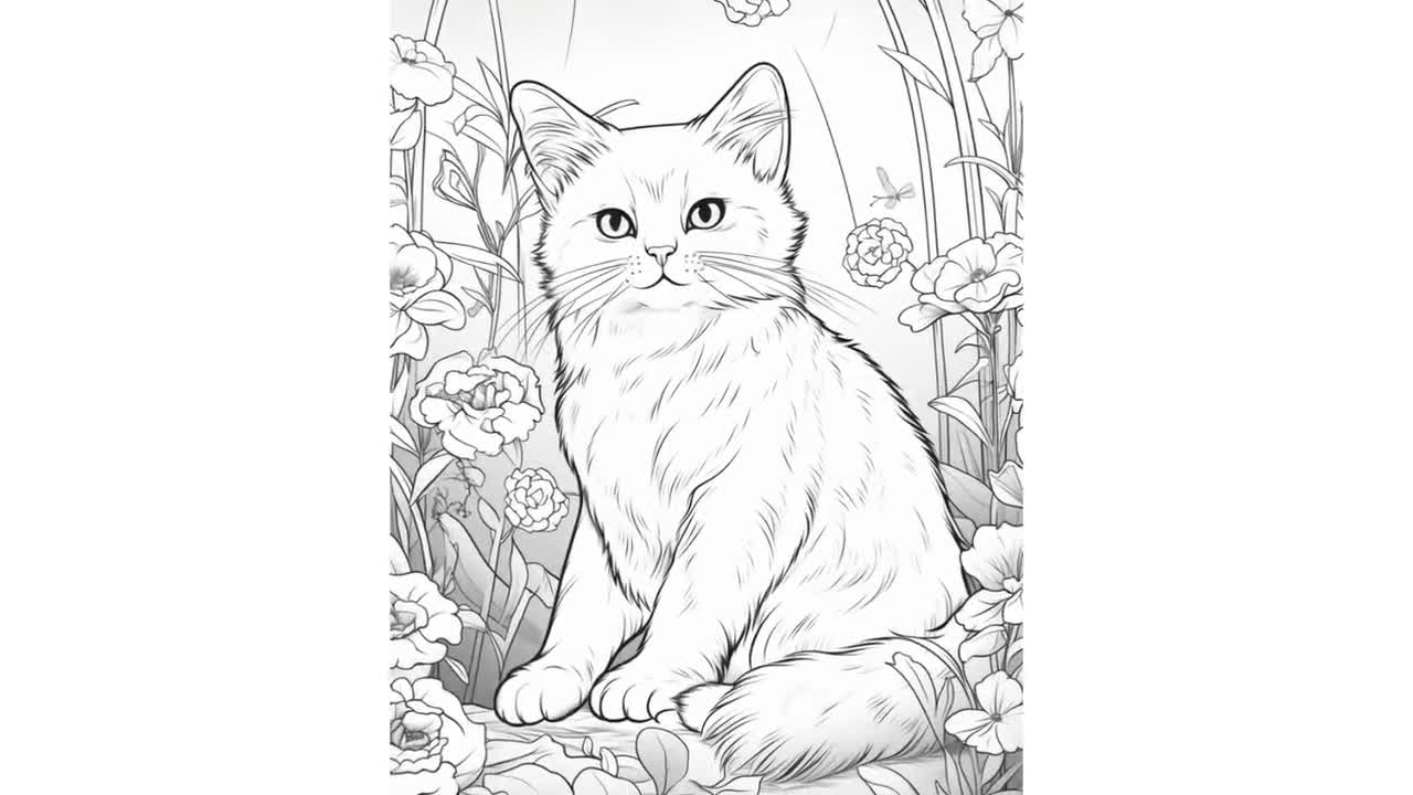 Realistic Cat Coloring Pages Instant Download Digital Coloring Pages Etsy