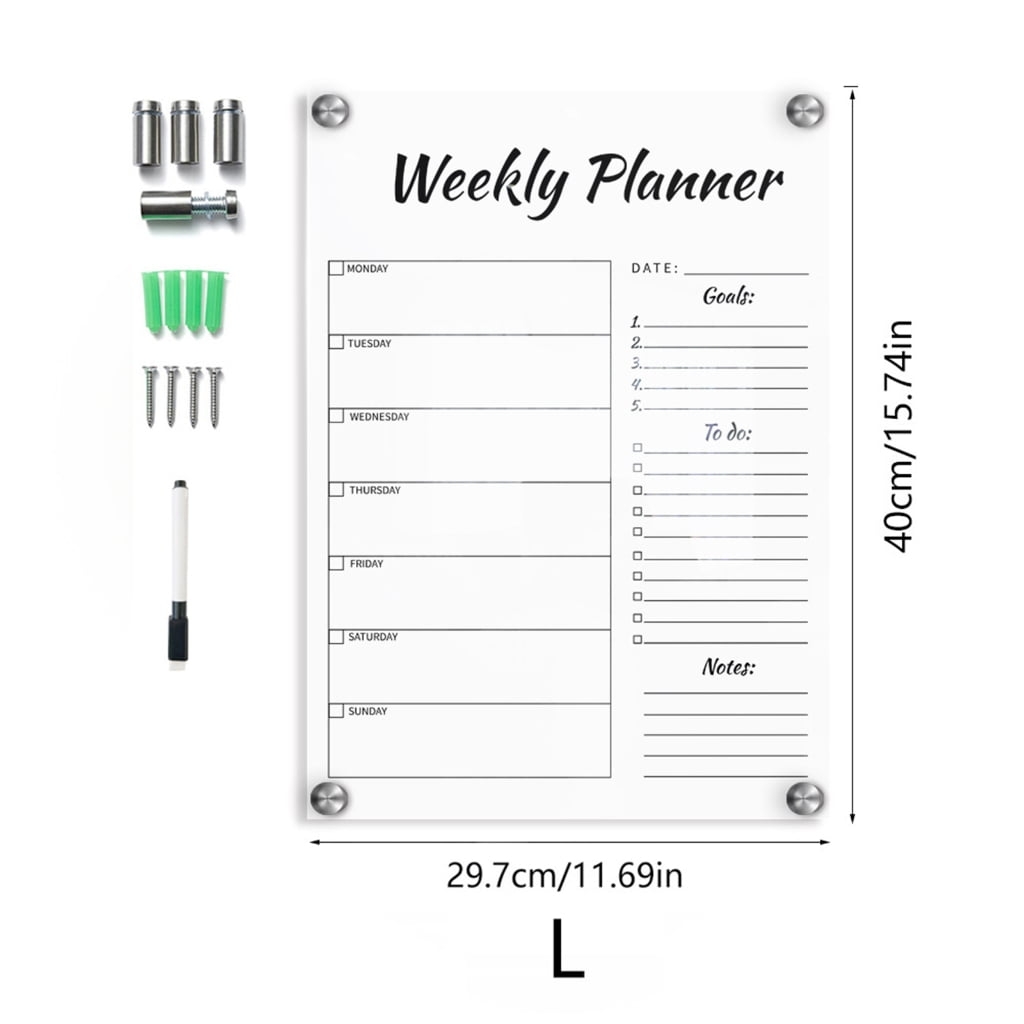 Reusable Calendar Whiteboard Weekly Planner Acrylic Dry Erase Calendar Board To Do List Whiteboard For Wall Decorative Walmart