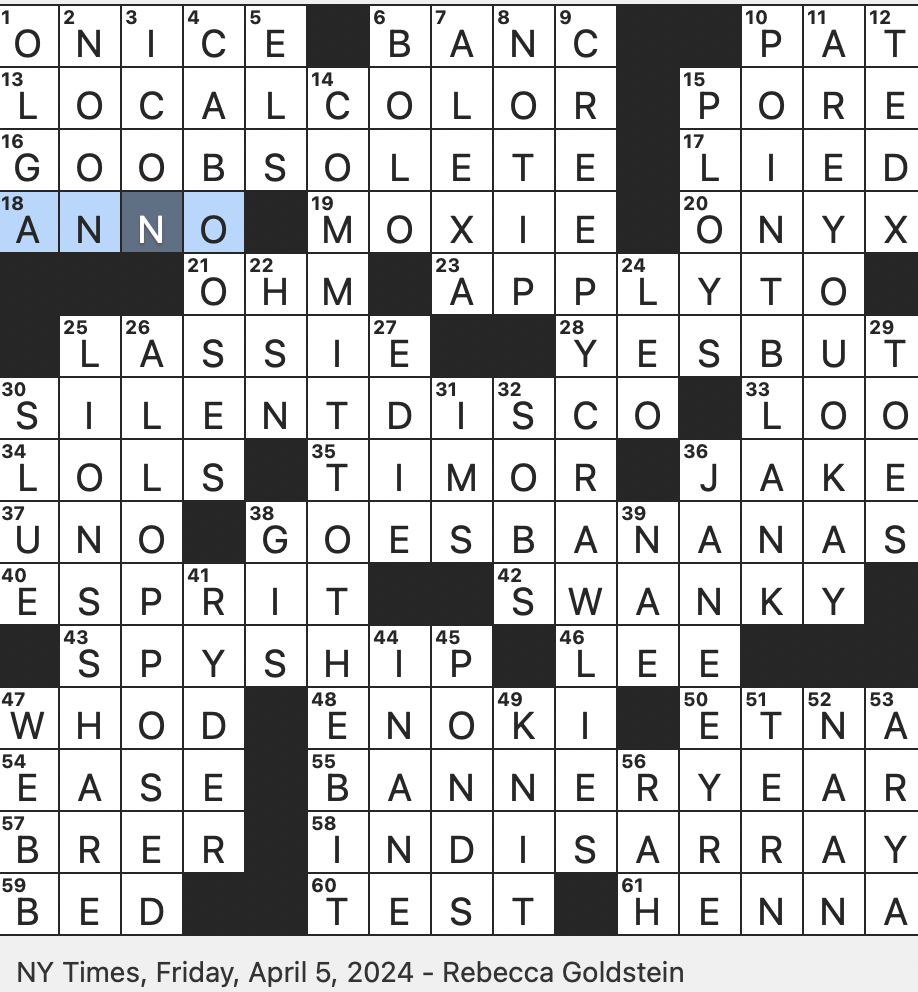 Rex Parker Does The NYT Crossword Puzzle Cousin Of A Machete FRI 4 5 24 Chaise Alternative Botanical Stoma E g Dance Party Where Participants Wear Wireless Headphones Online Lecture