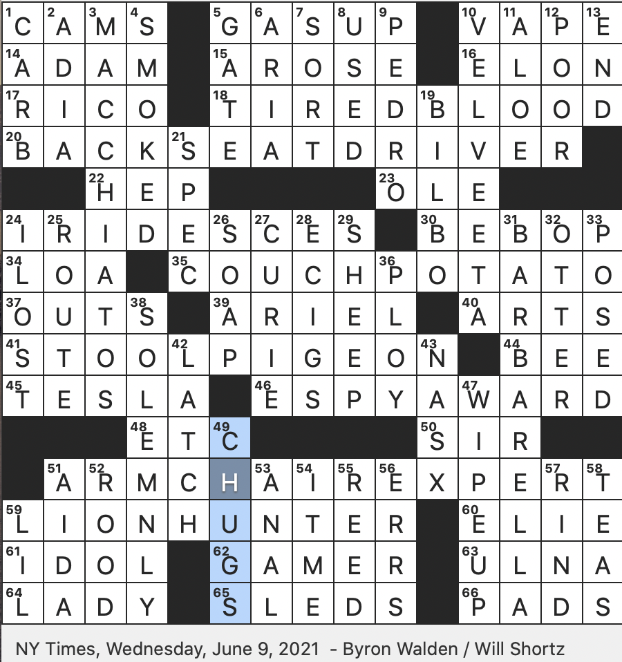 Rex Parker Does The NYT Crossword Puzzle Kibitzing Passenger WED 6 9 21 Nobel Prize Winner Of 1903 And 1911 1968 Jane Fonda Sci fi Role Espressos Stained With Bit Of