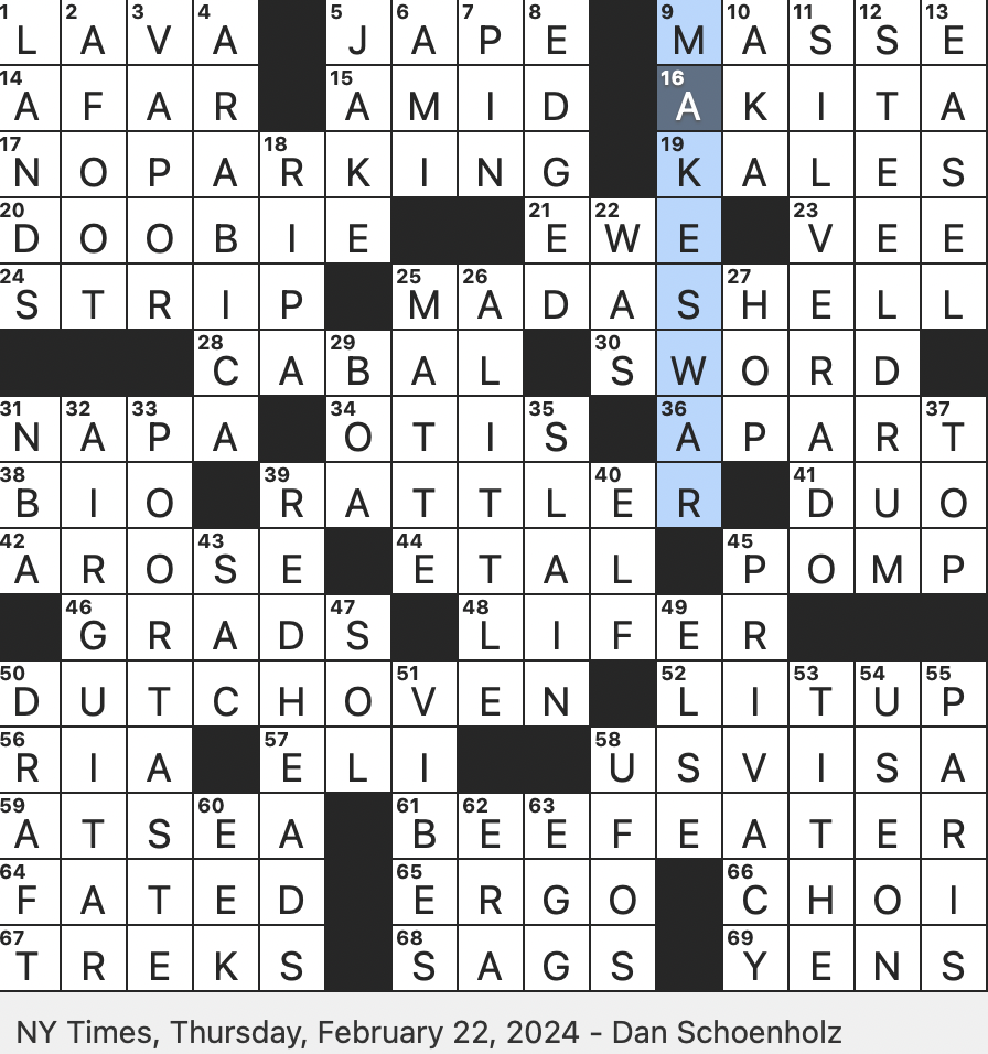 Rex Parker Does The NYT Crossword Puzzle Plein air Prop THU 2 22 24 Puckish Sort What Some Are Dyeing To Be Issuance From An American Embassy In Brief Formosa