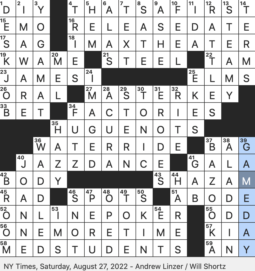 Rex Parker Does The NYT Crossword Puzzle Religious Group Affected By The Edict Of Nantes SAT 8 27 22 Nickname That Elides Vin Network Onetime HGTV Spinoff Superhero With Lightning