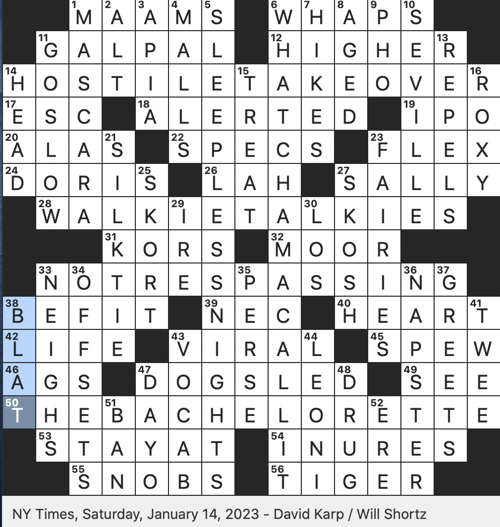 Rex Parker Does The NYT Crossword Puzzle Women s Surfwear Brand SAT 1 14 23 Internet Company Whose Logo Is A Cat Wearing Earphones Fabled Tooth takers Dated TV Star 