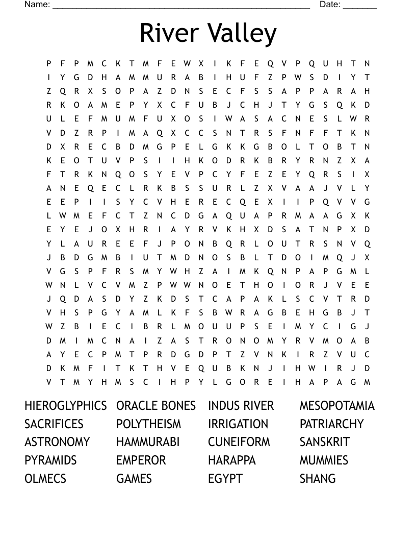 River Valley Word Search WordMint River Valley Word Search WordMint