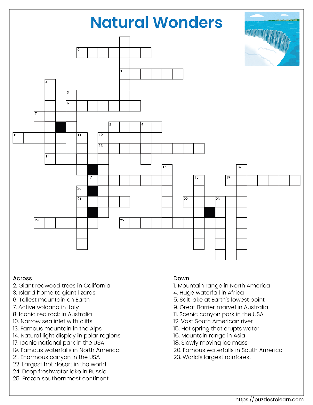 Rivers Lakes Crossword