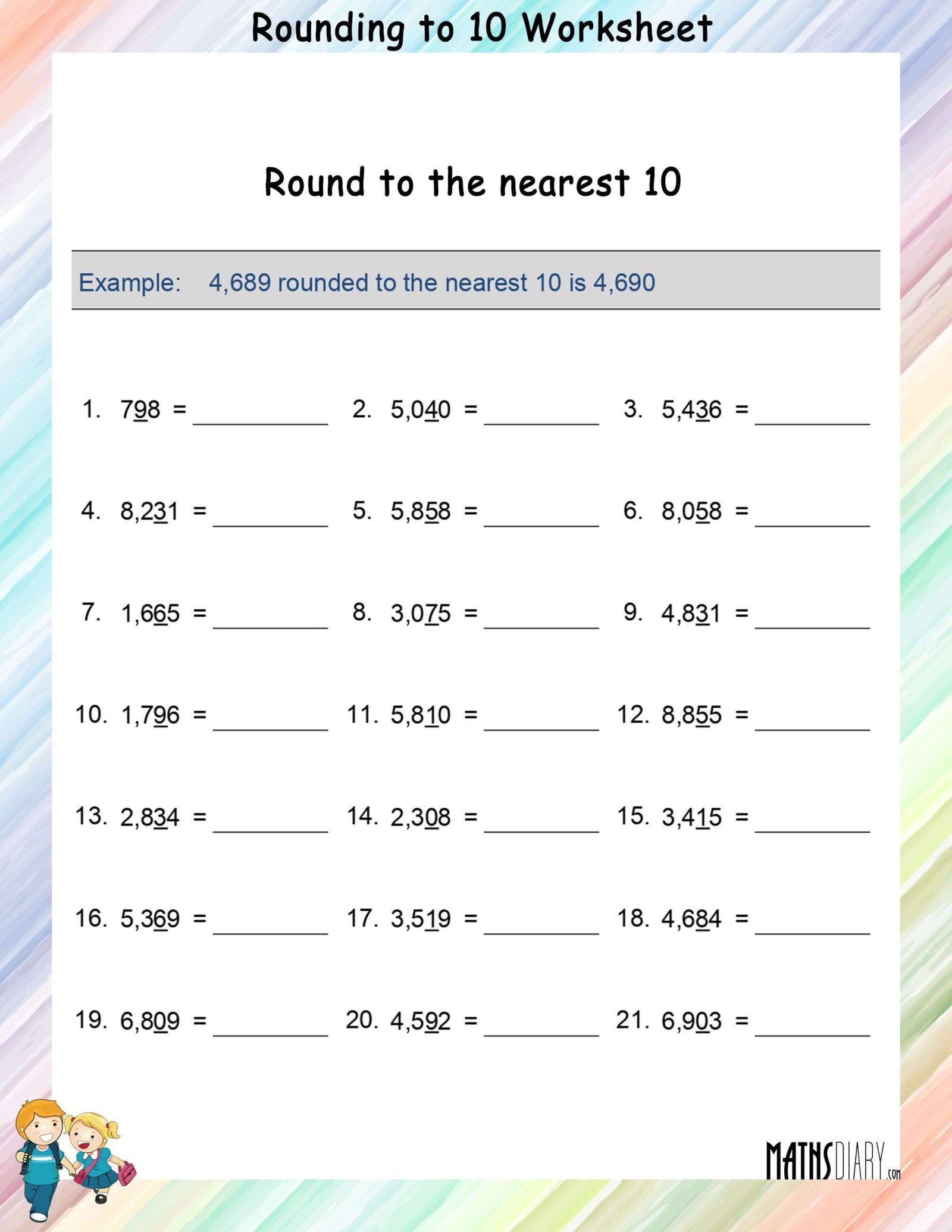 Rounding To The Nearest 10 Worksheets Math Worksheets MathsDiary