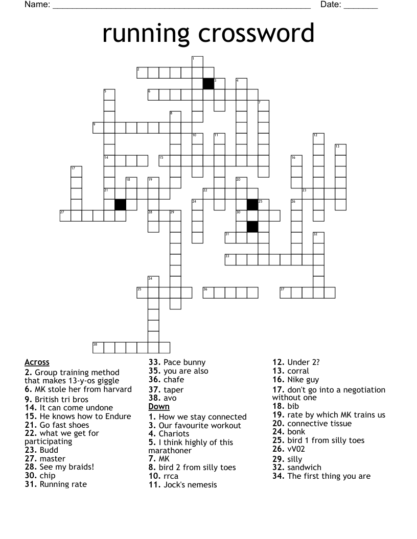 Running Crossword WordMint Running Crossword WordMint