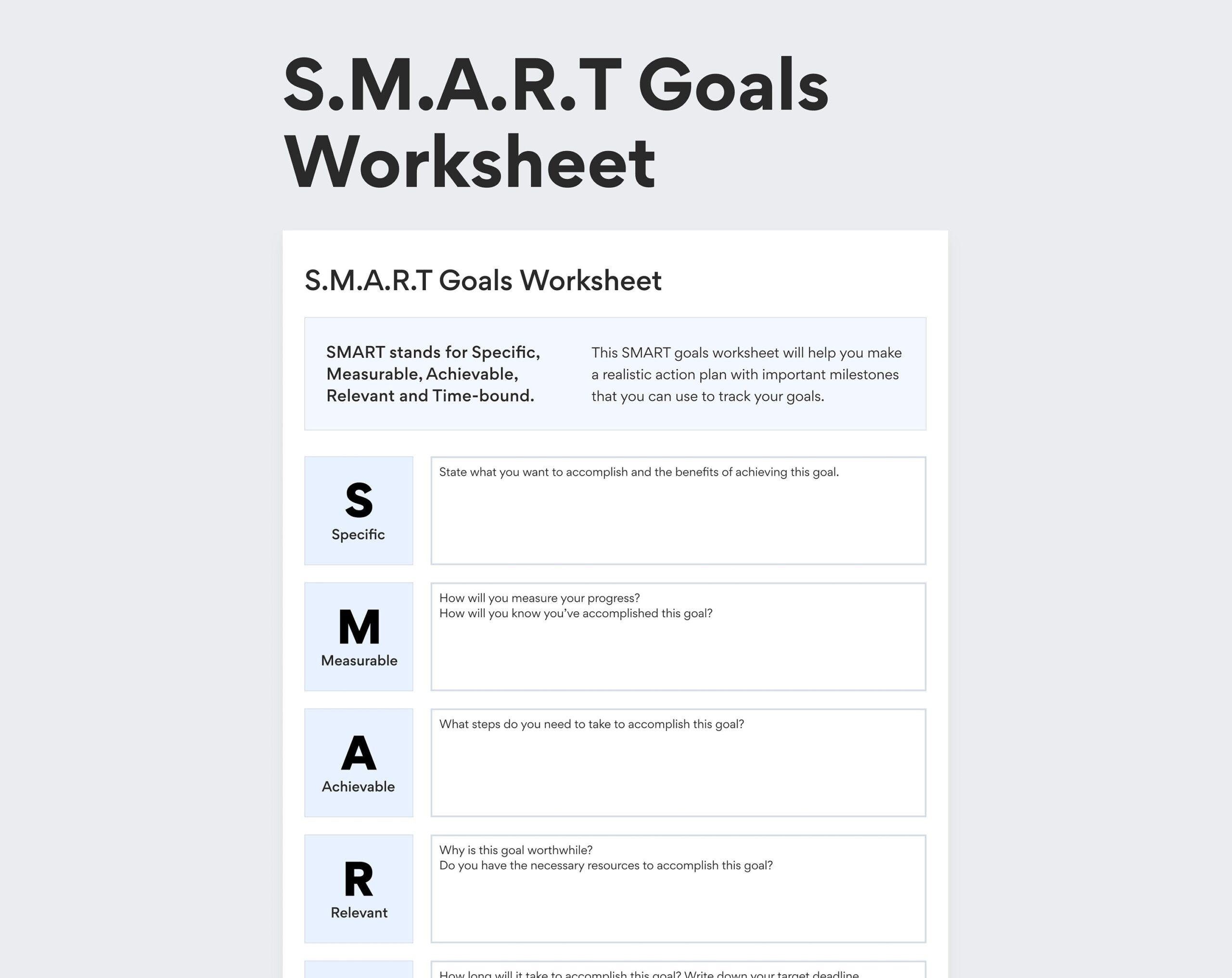 smart goal planning worksheet