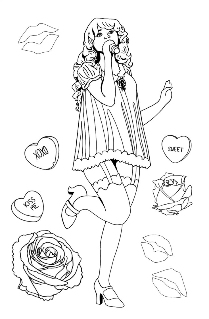 Sabrina Carpenter Babydoll Dress Coloring Page Sabrina Carpenter Babydoll Dress Coloring Page