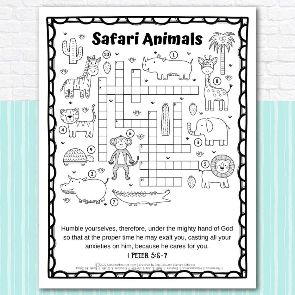 Safari Animals Bible Activity Page Kids Bible Teacher