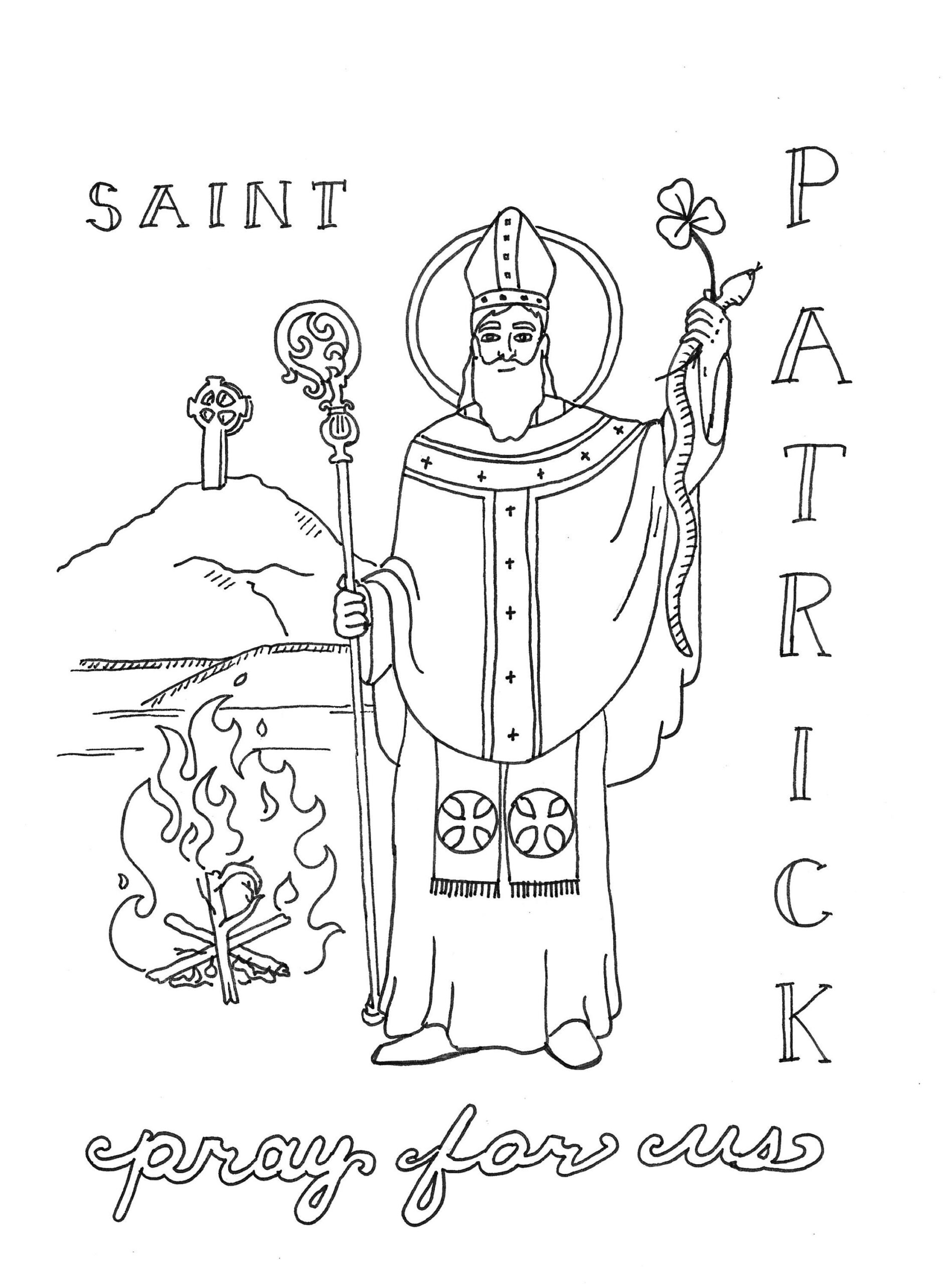 Saint Patrick Coloring Page Etsy Israel