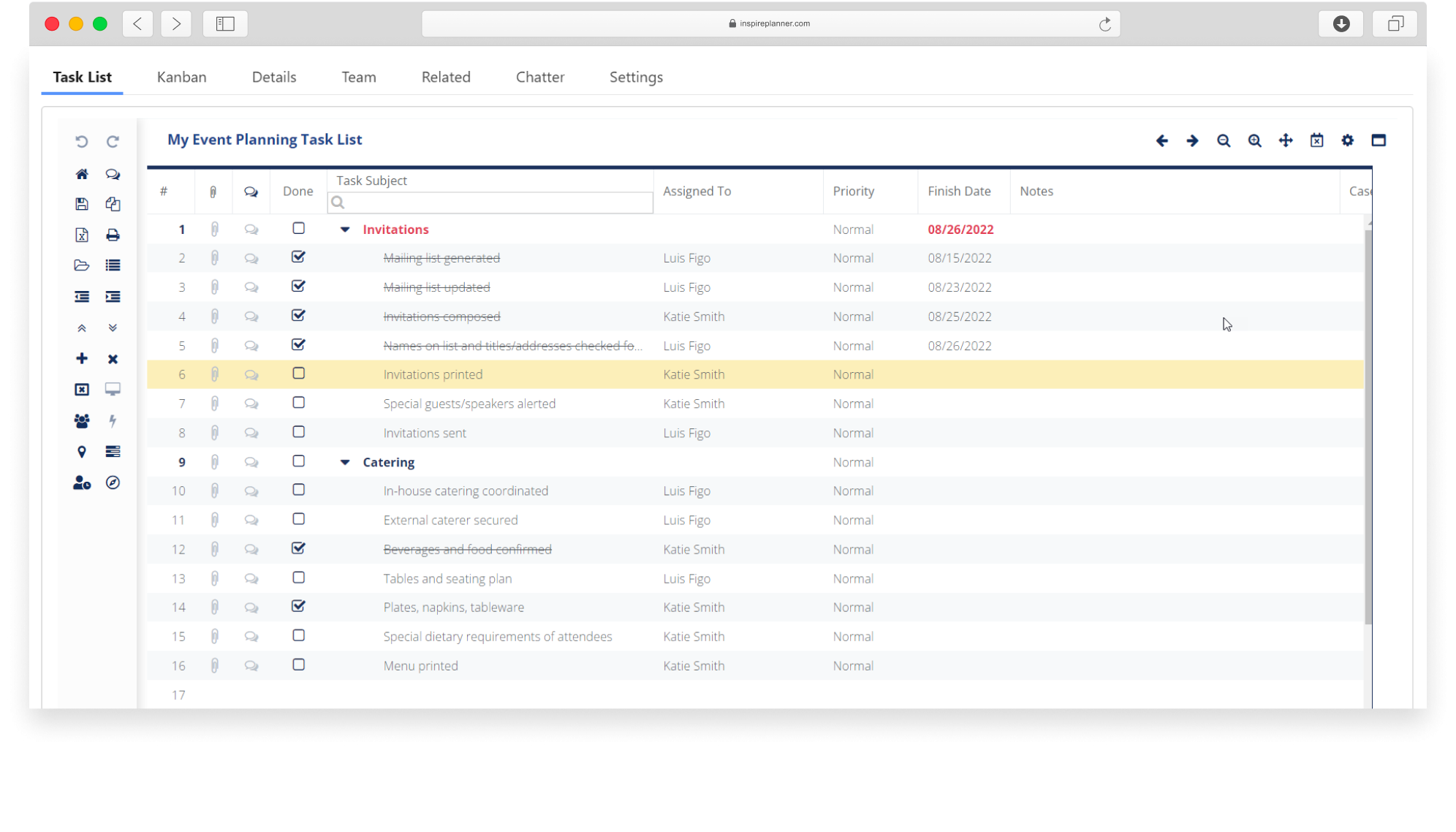 Salesforce Project Management App Task Lists Inspire Planner