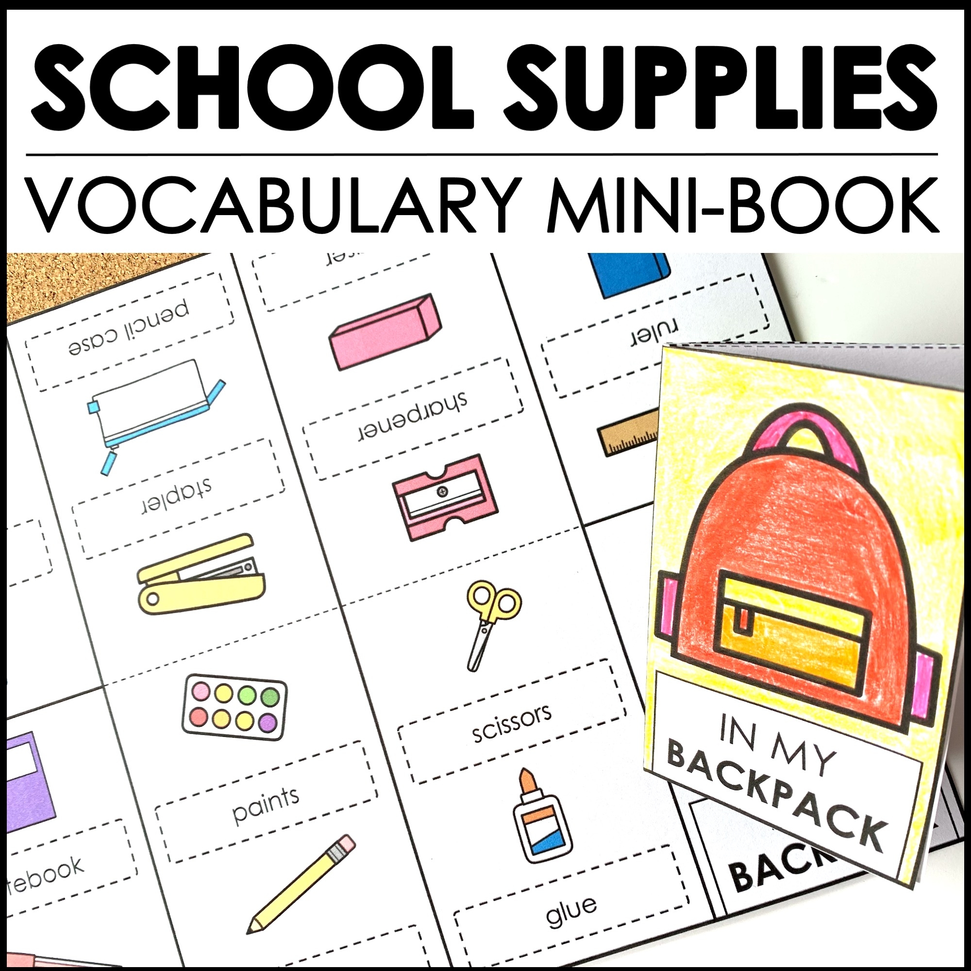 School Supplies Vocabulary Mini Book Classroom Vocabulary Picture Dictionary Made By Teachers