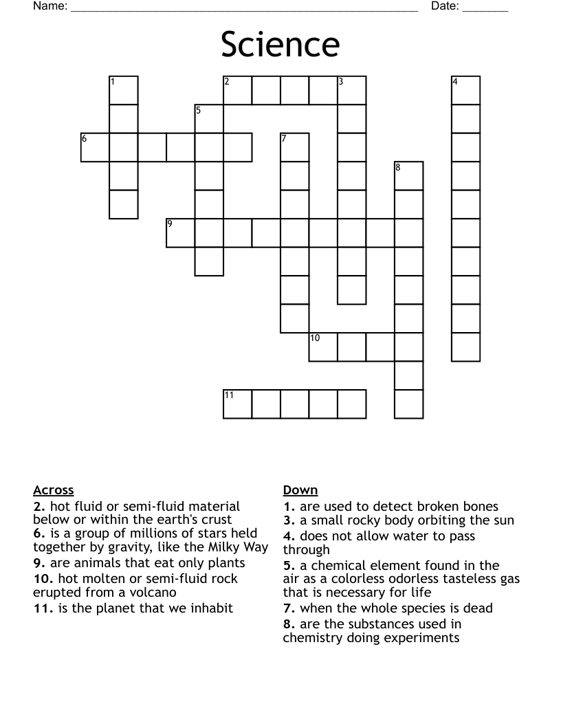 Science Crossword WordMint