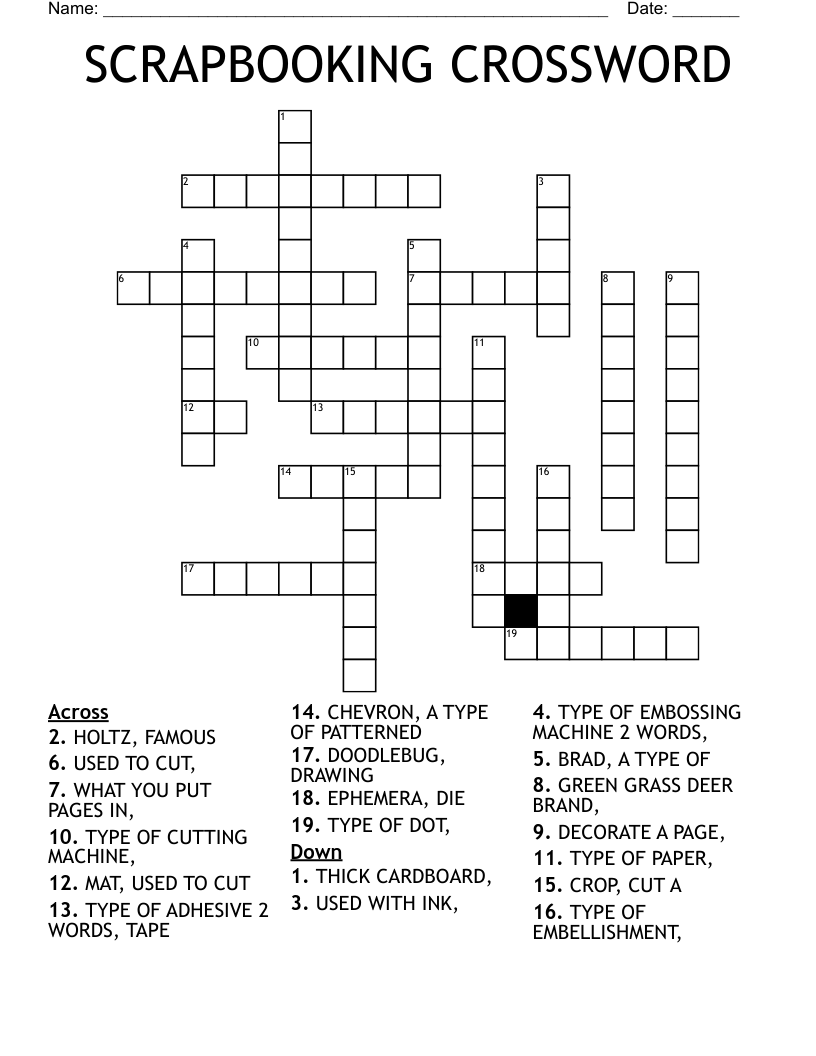 SCRAPBOOKING CROSSWORD WordMint SCRAPBOOKING CROSSWORD WordMint
