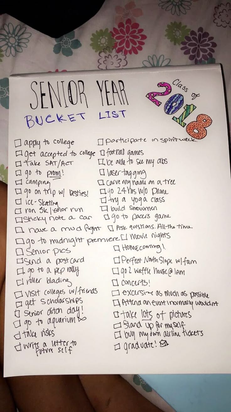 Senior Year Bucket List Check senioritis