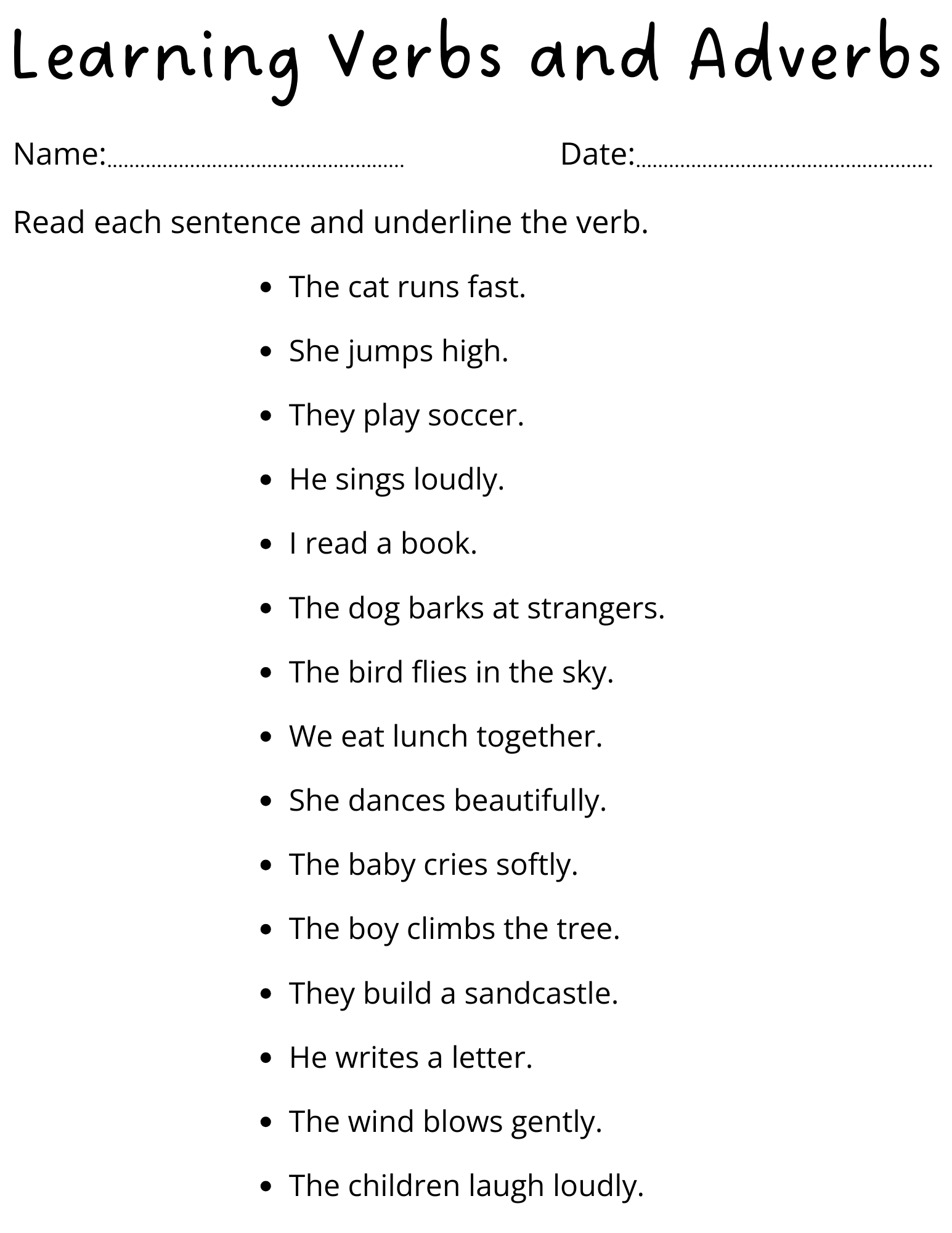 Sentences Verb And Adverb Worksheets For Grade 1 Teaching Resources Sentences Verb And Adverb Worksheets For Grade 1 Teaching Resources