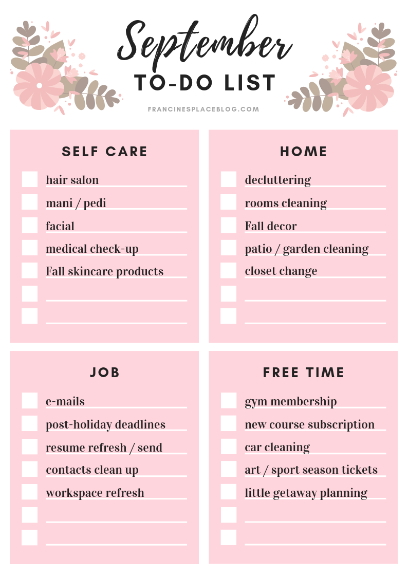 SEPTEMBER TO DO LIST FREE PRINTABLE Francine s Place Blog
