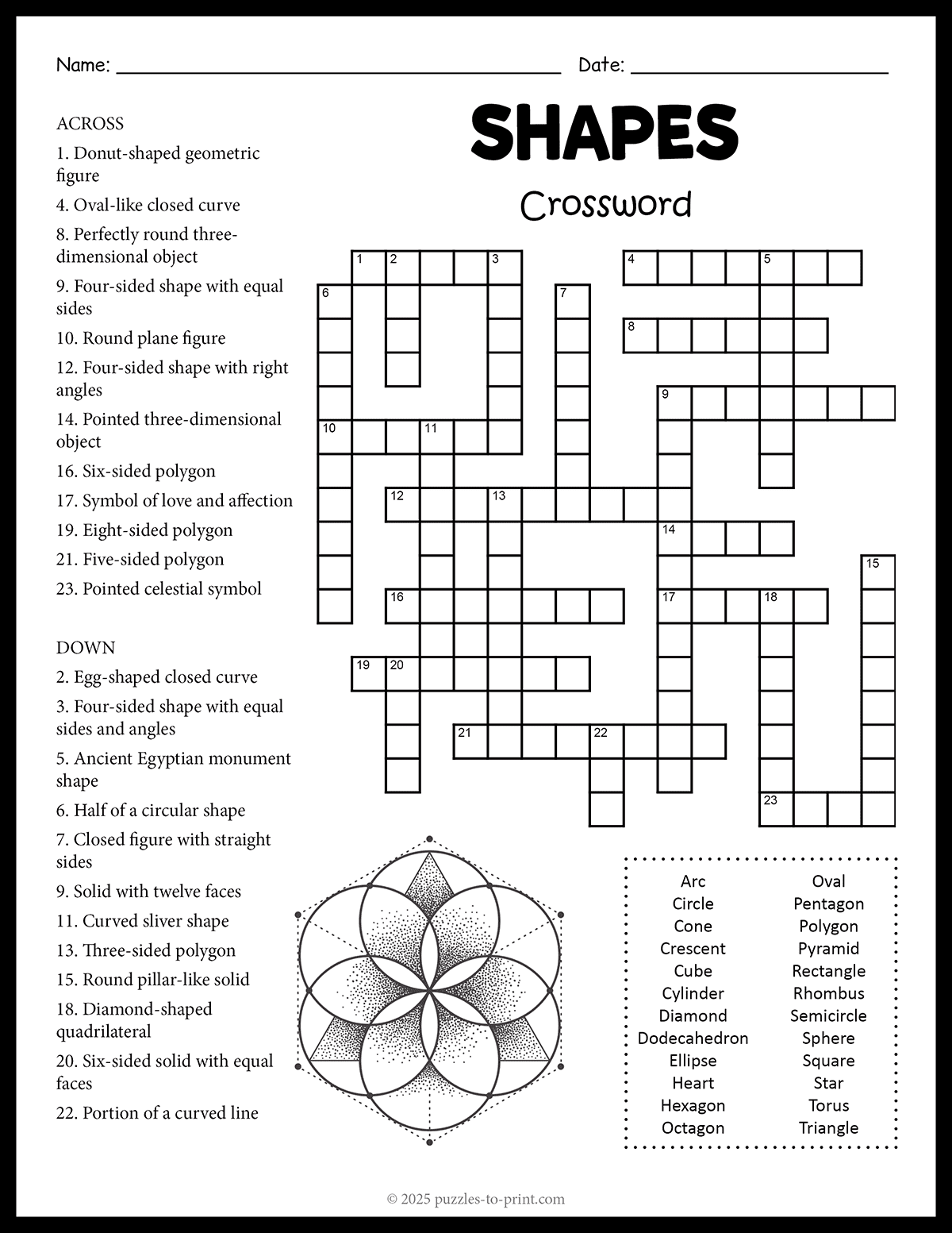 Shapes Crossword