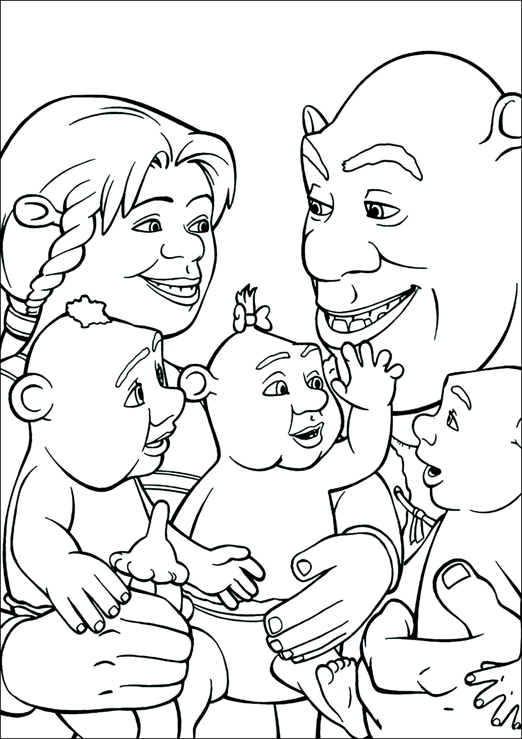 Shrek Princess Fiona And Their Three Children Shrek Coloring Pages Shrek Princess Fiona And Their Three Children Shrek Coloring Pages