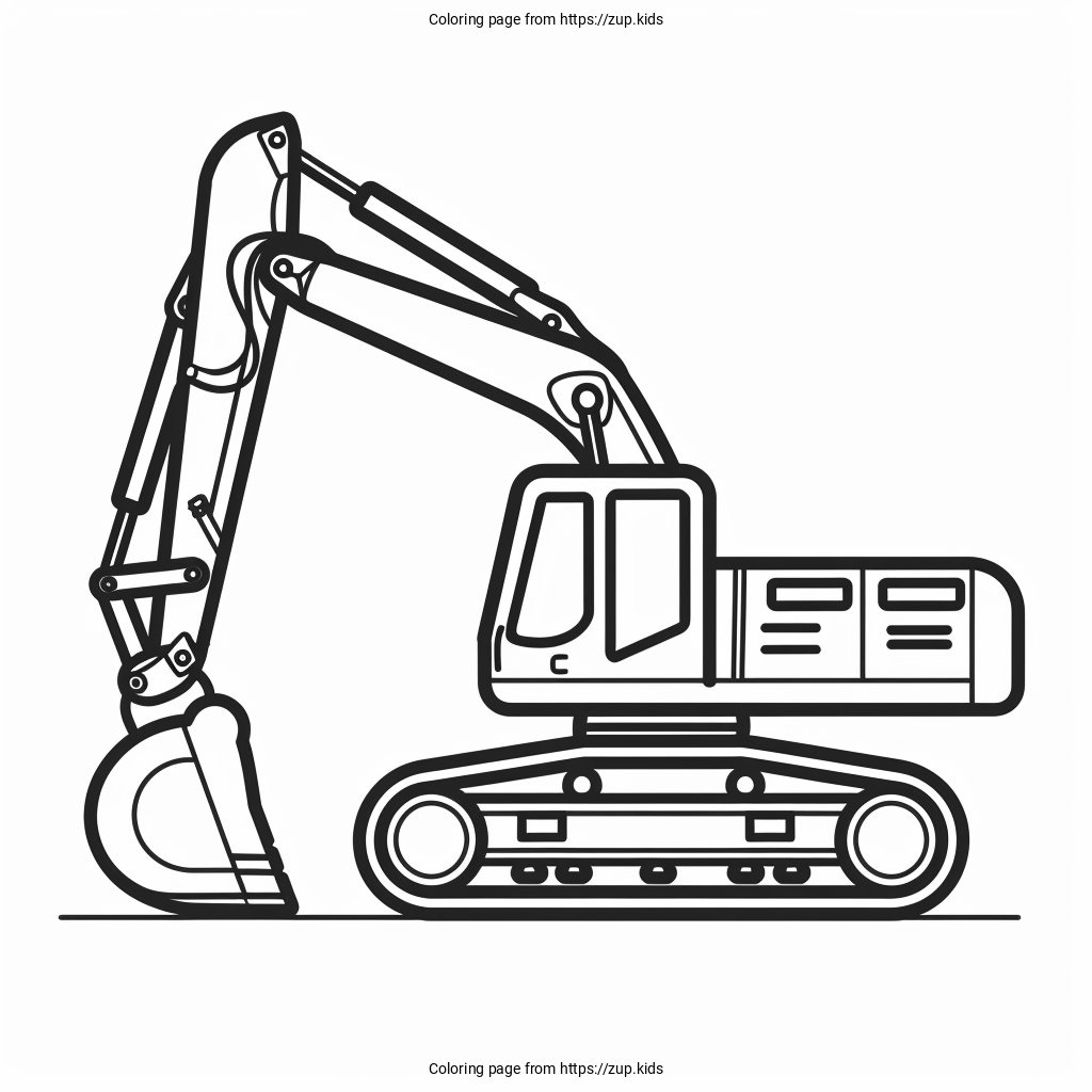 Simple Excavator Coloring Page From Zup kids