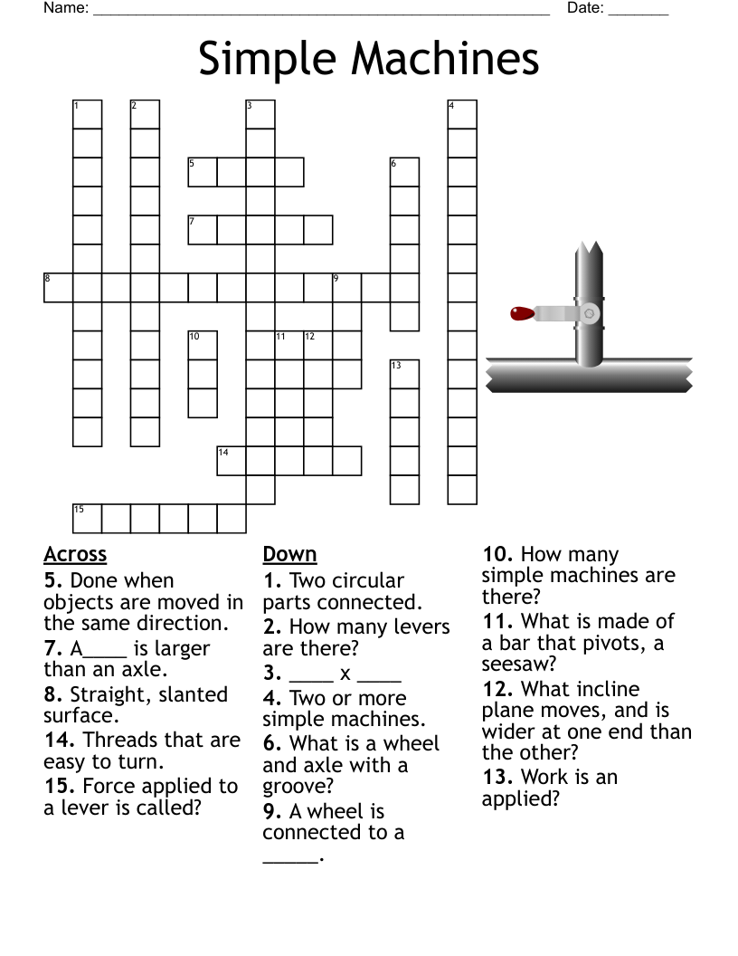 Simple Machines Crossword WordMint
