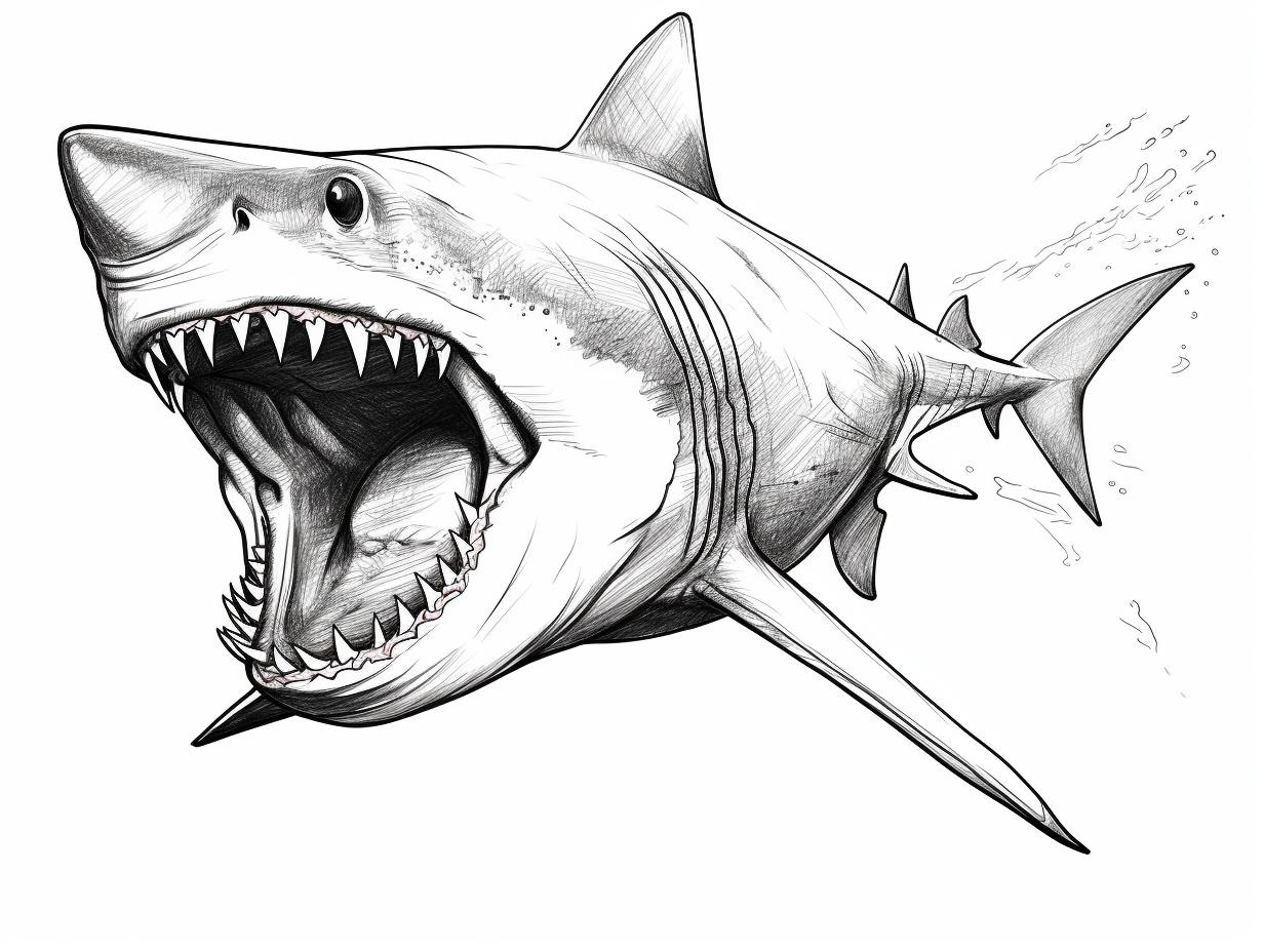 Simple Megalodon Coloring Page Coloring Page