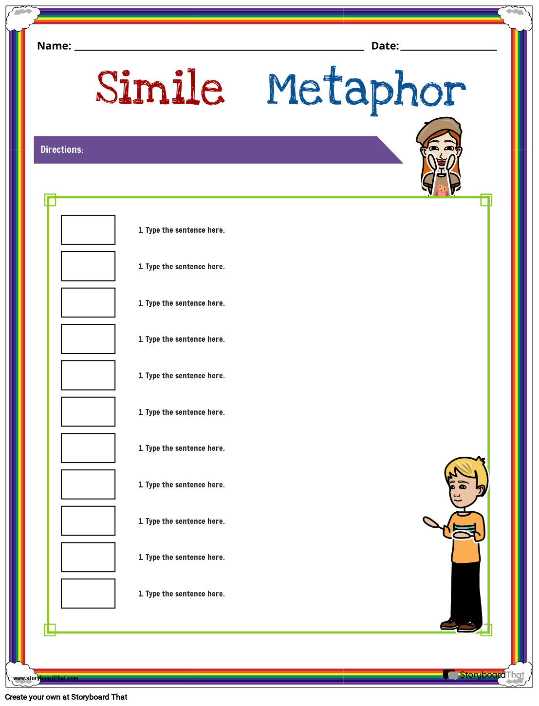 simile and metaphor worksheet