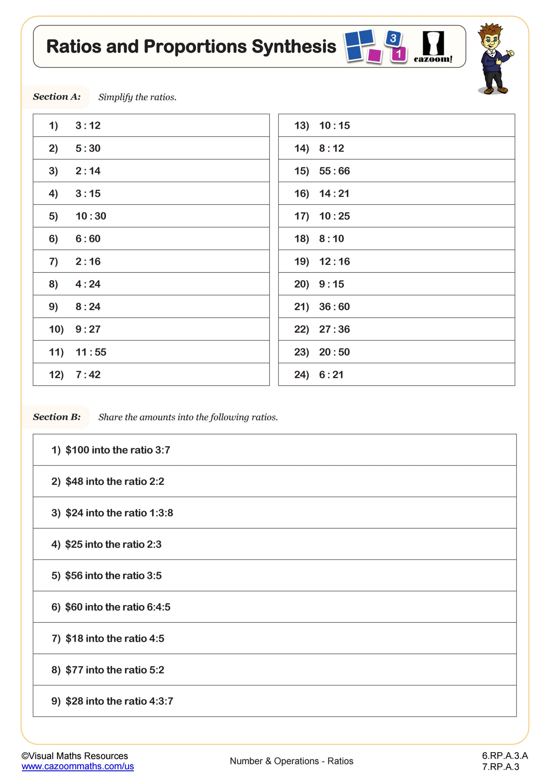 Simplifying Ratios Worksheet Fun And Engaging 6th Grade PDF Worksheets Cazoom Math Simplifying Ratios Worksheet Fun And Engaging 6th Grade PDF Worksheets Cazoom Math