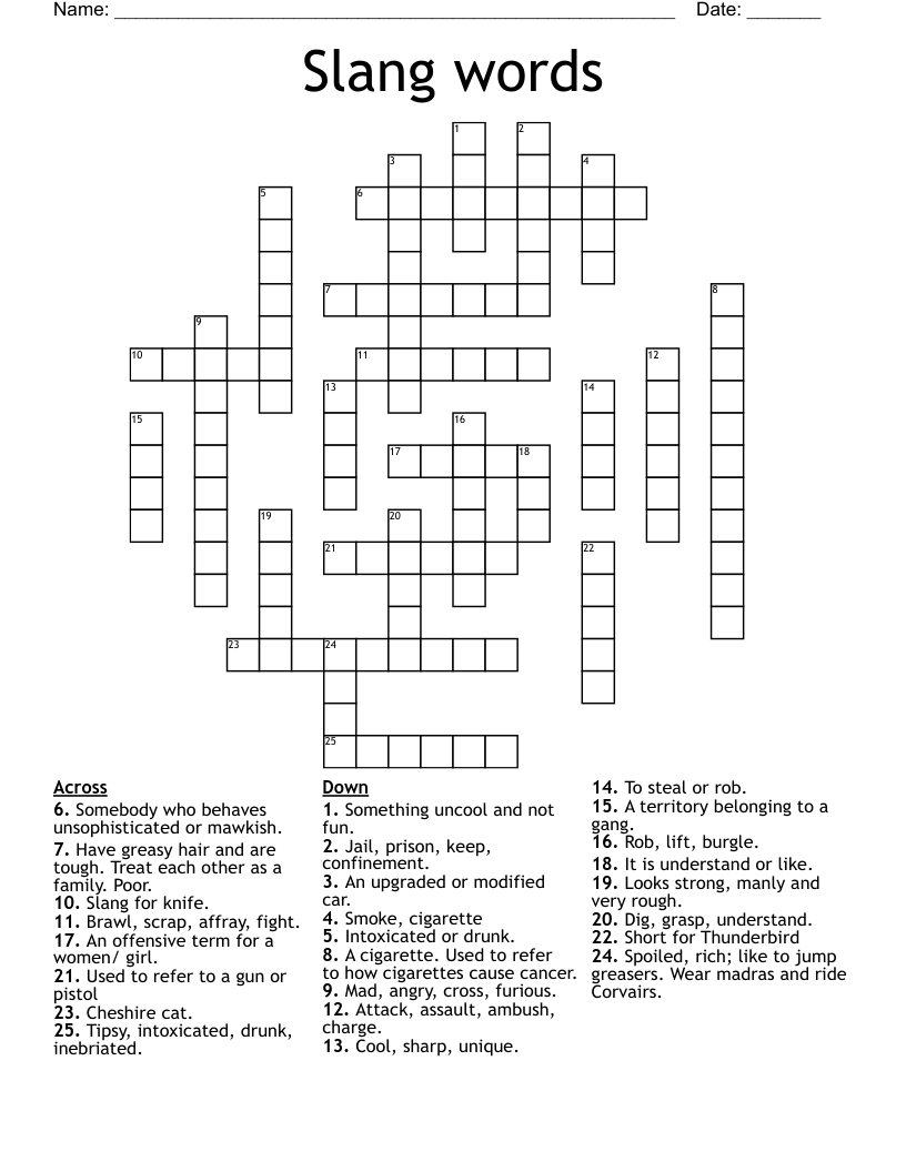 Slang Words Crossword WordMint