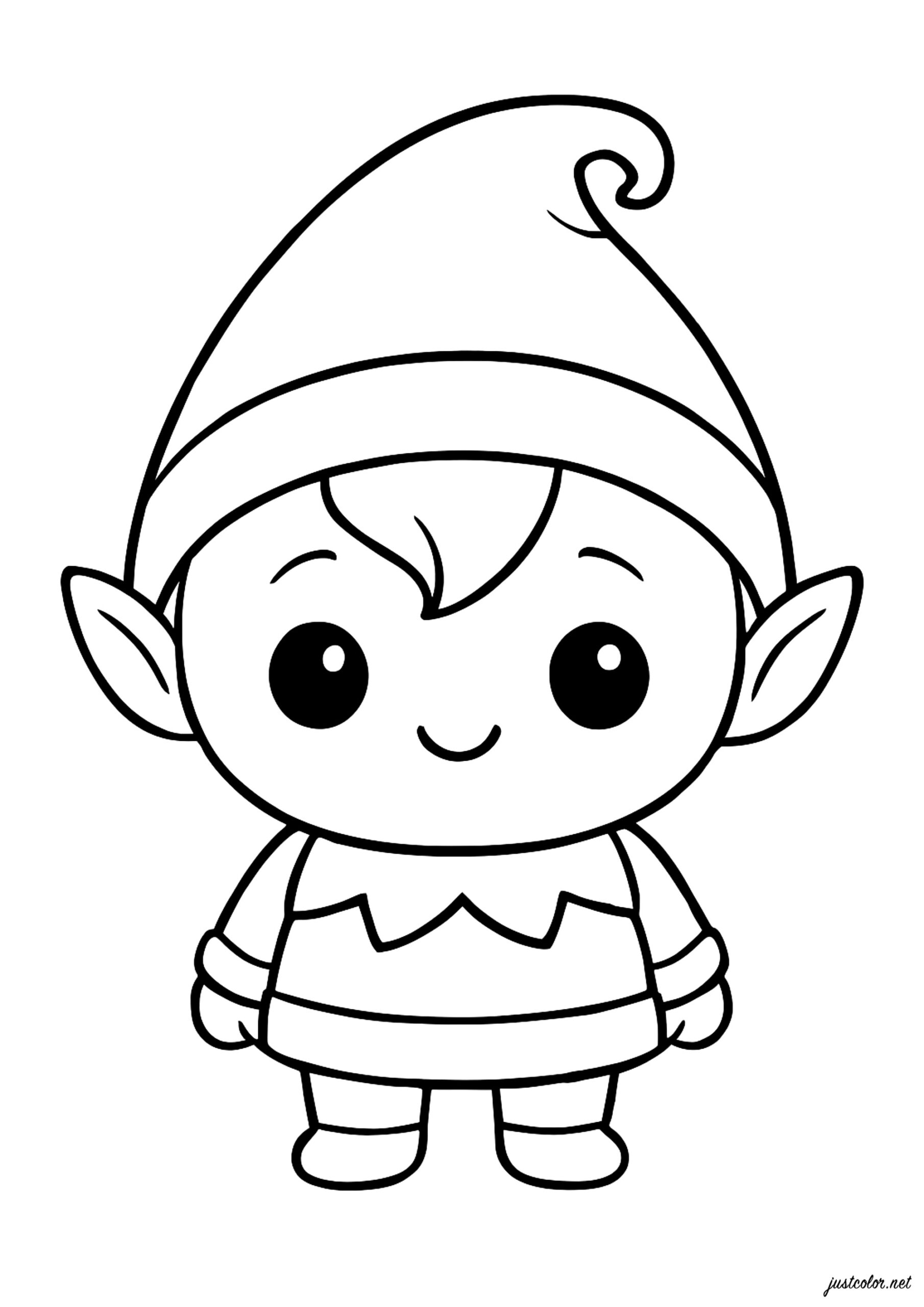 Smiling Kawaii Elf Full Of Magic Elf Coloring Pages Smiling Kawaii Elf Full Of Magic Elf Coloring Pages