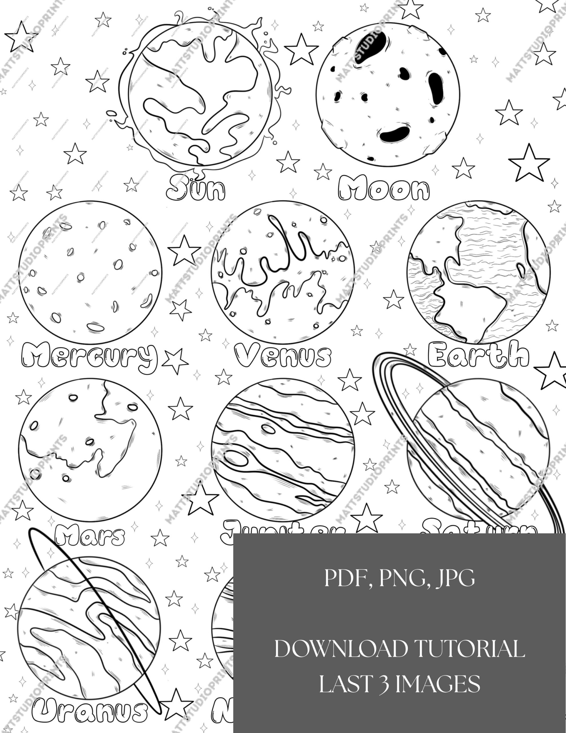 Solar System Coloring Page Kids Astronomy Activity Planets Printable PDF Download Etsy