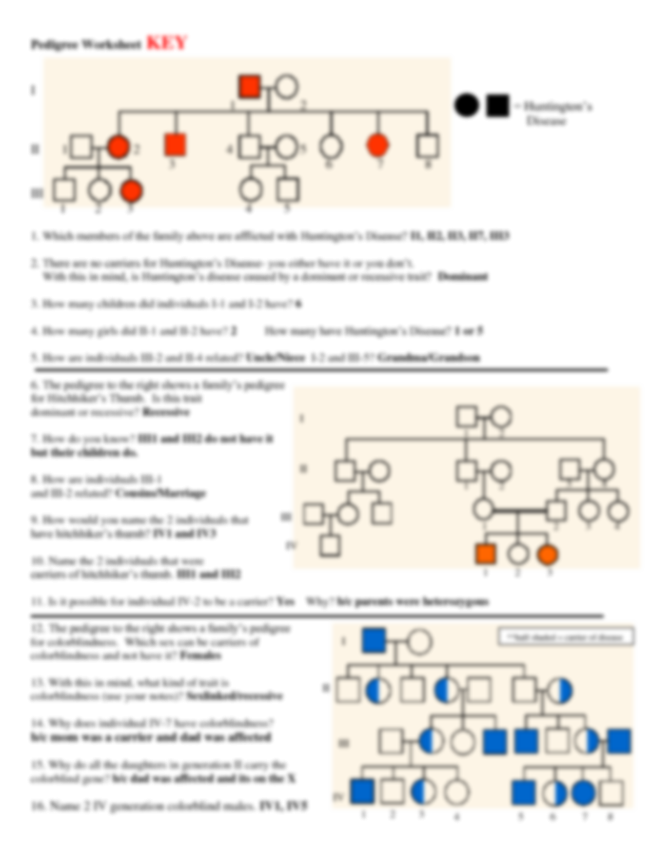 pedigree worksheet and answers pedigree worksheet and answers