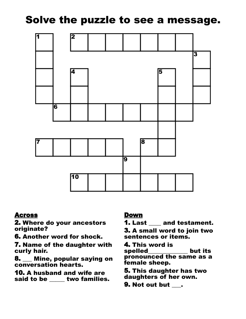 Solve The Puzzle To See A Message Crossword WordMint Solve The Puzzle To See A Message Crossword WordMint