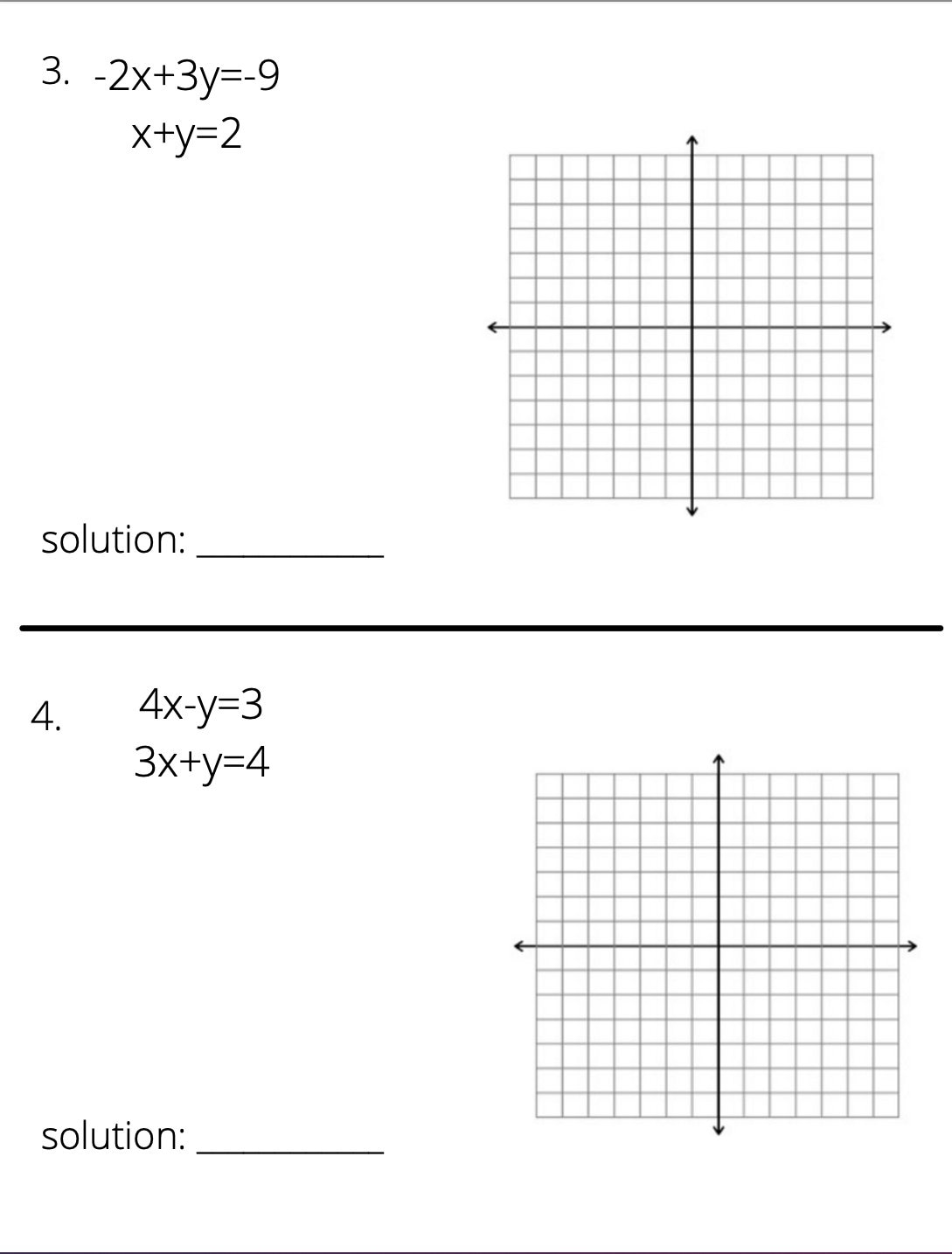Solving Systems Of Equations By Graphing Worksheet Etsy Hong Kong