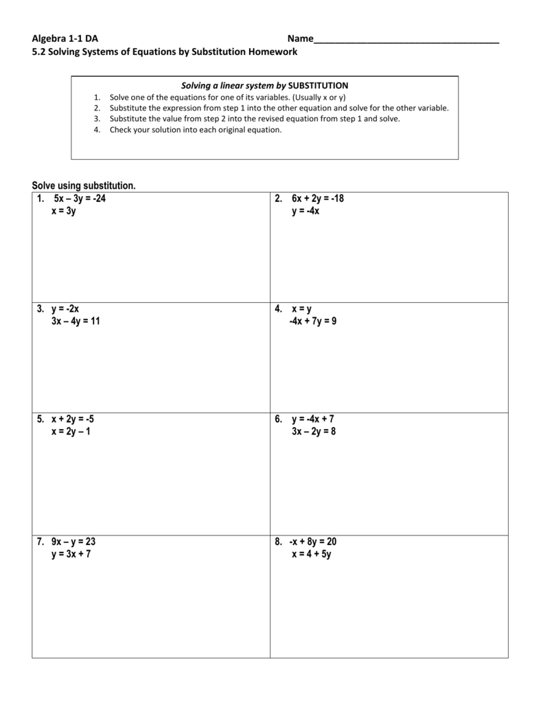 solve the system of equations worksheet