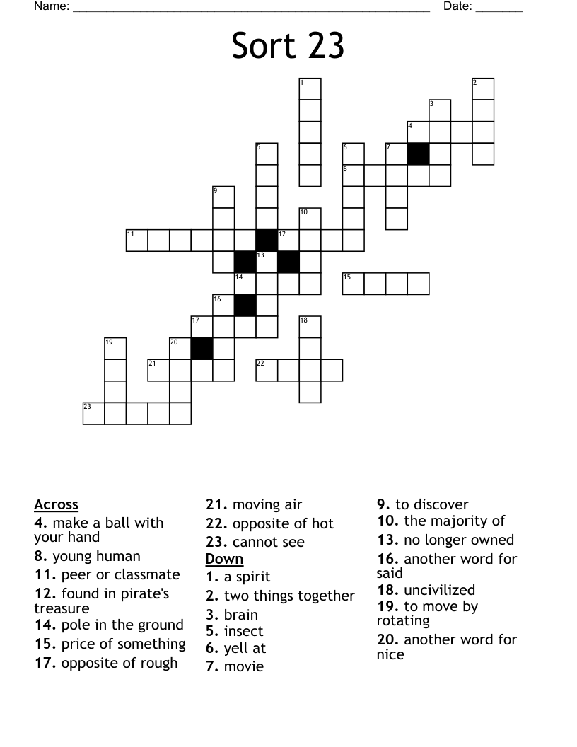 Sort 23 Crossword WordMint