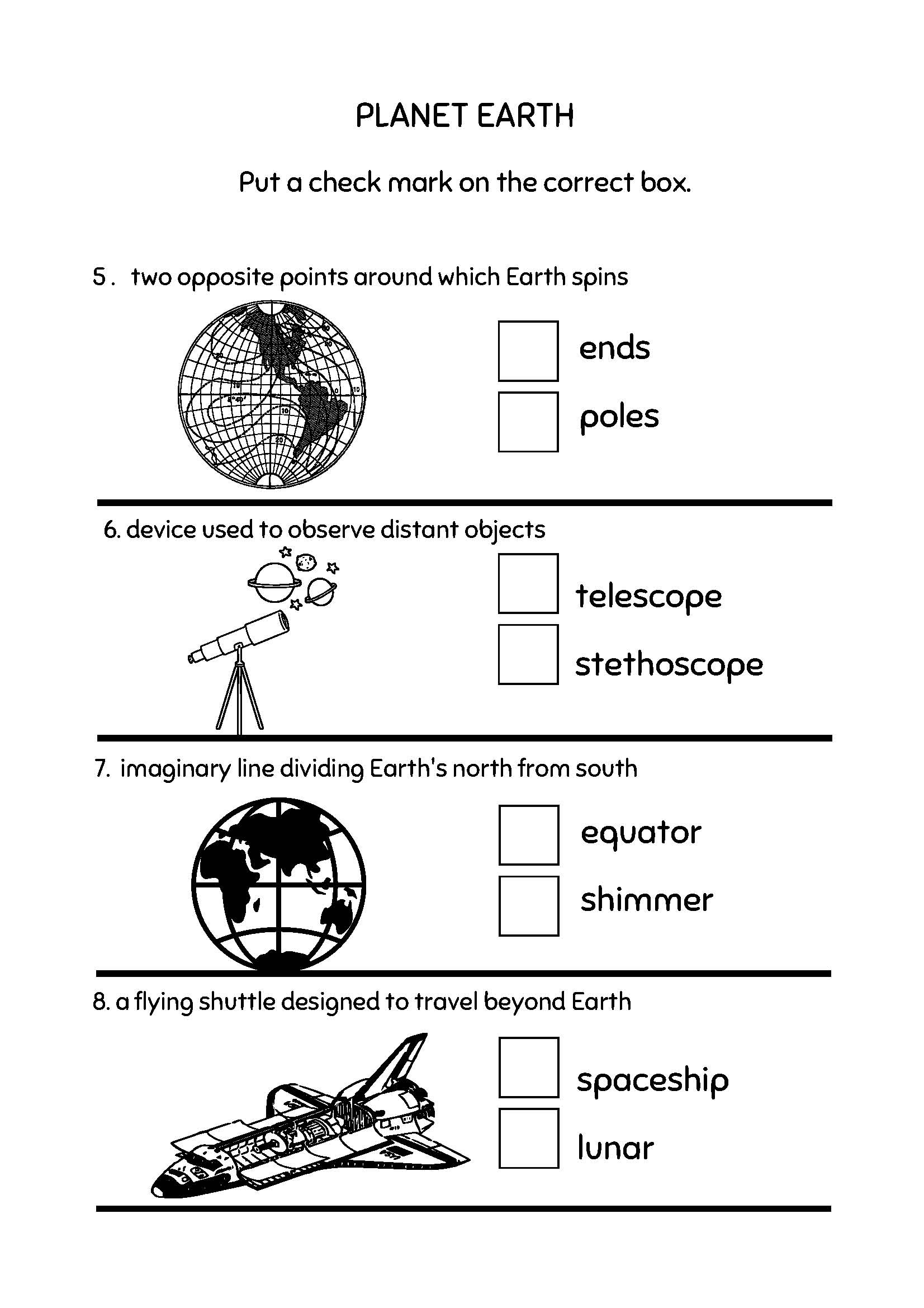Space Science Worksheets For Kids 3rd 4th Grade With Answer Key Made By Teachers