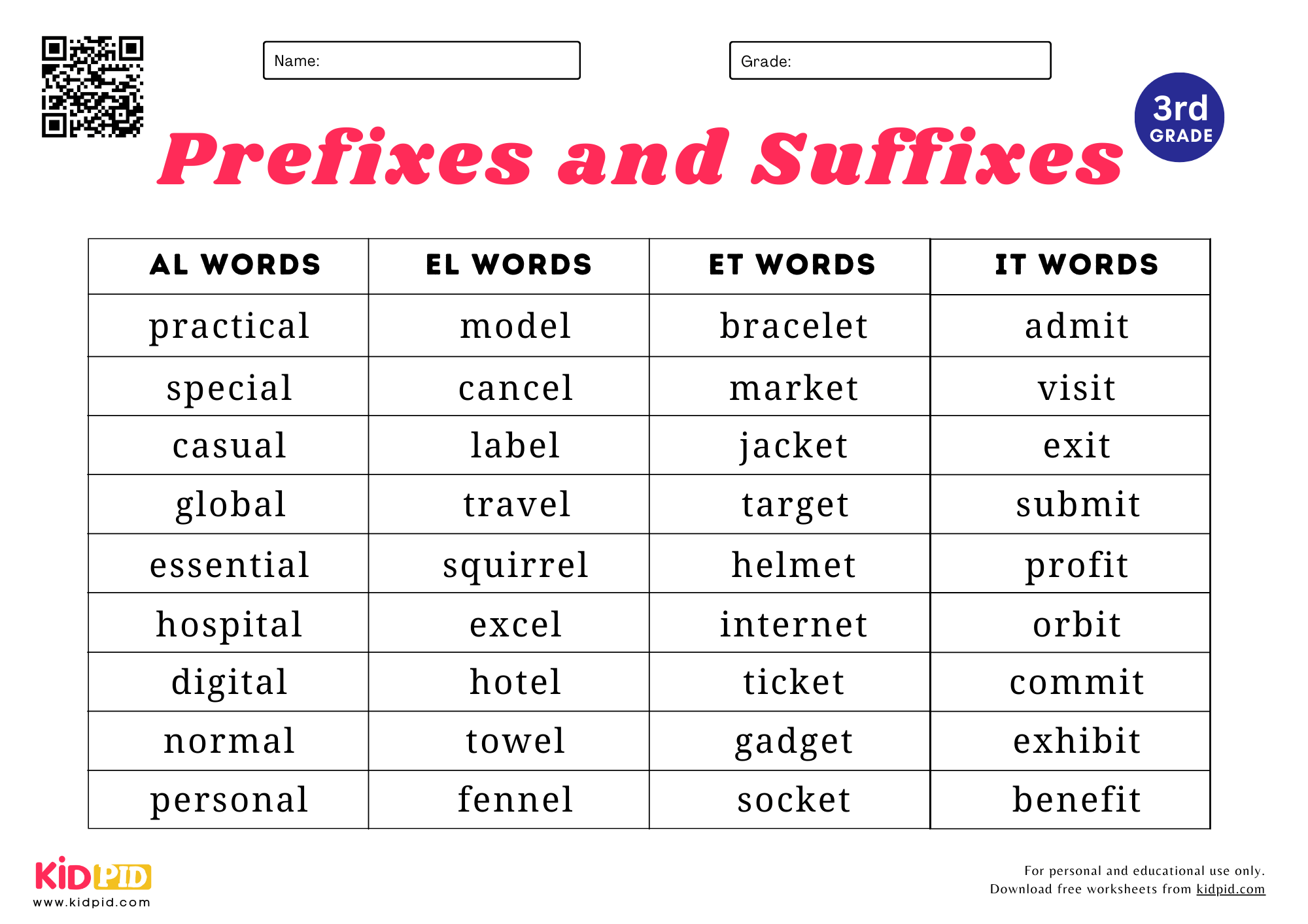 prefixes and suffixes worksheets