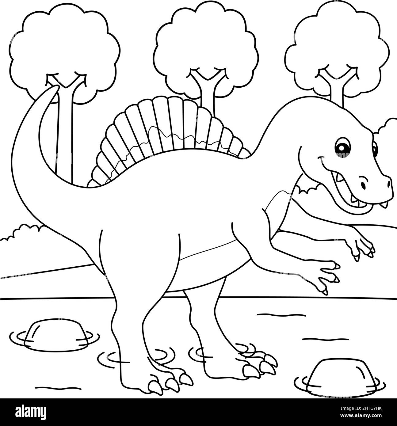 Spinosaurus Coloring Page For Kids Stock Vector Image Art Alamy
