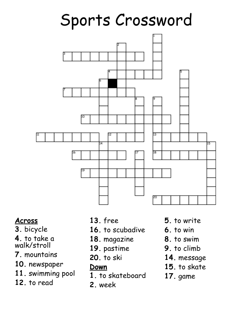 sports crossword puzzles